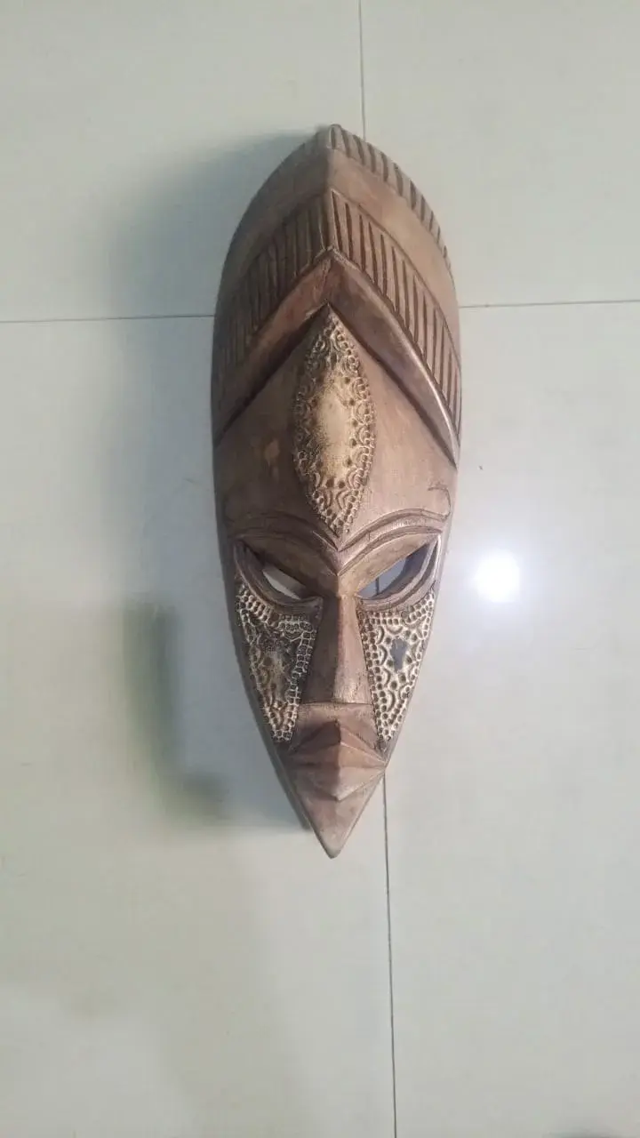 The Enlightened One Carved Wall Mask, Sese Wood, 45cm