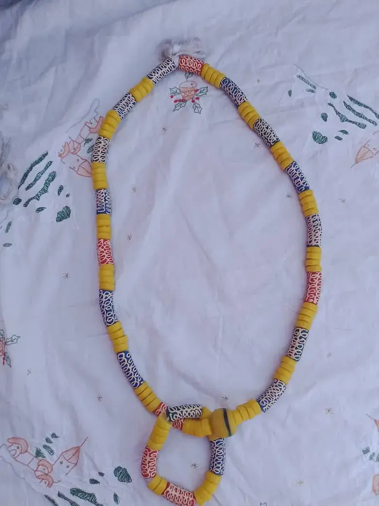 Krobo Bead Necklace, Yellow