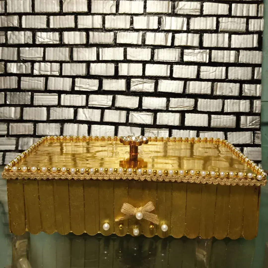 Gold Jewellery Box with Pearl Trim, Handmade, 30 x 20cm