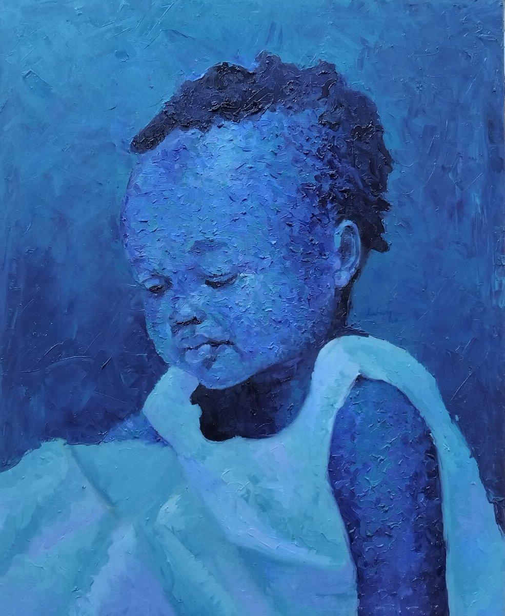 Girl in Blue African Oil Painting