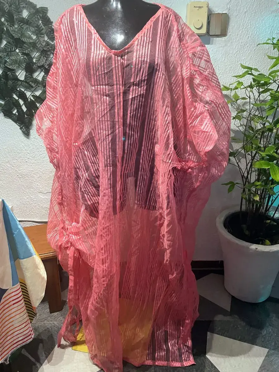 Sheer Pink Mesh Bubu Gown