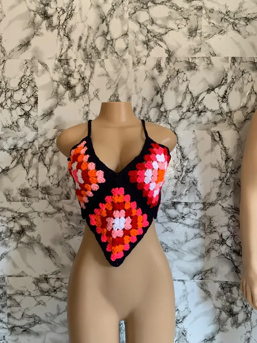 Crochet Halter Top, Sunset