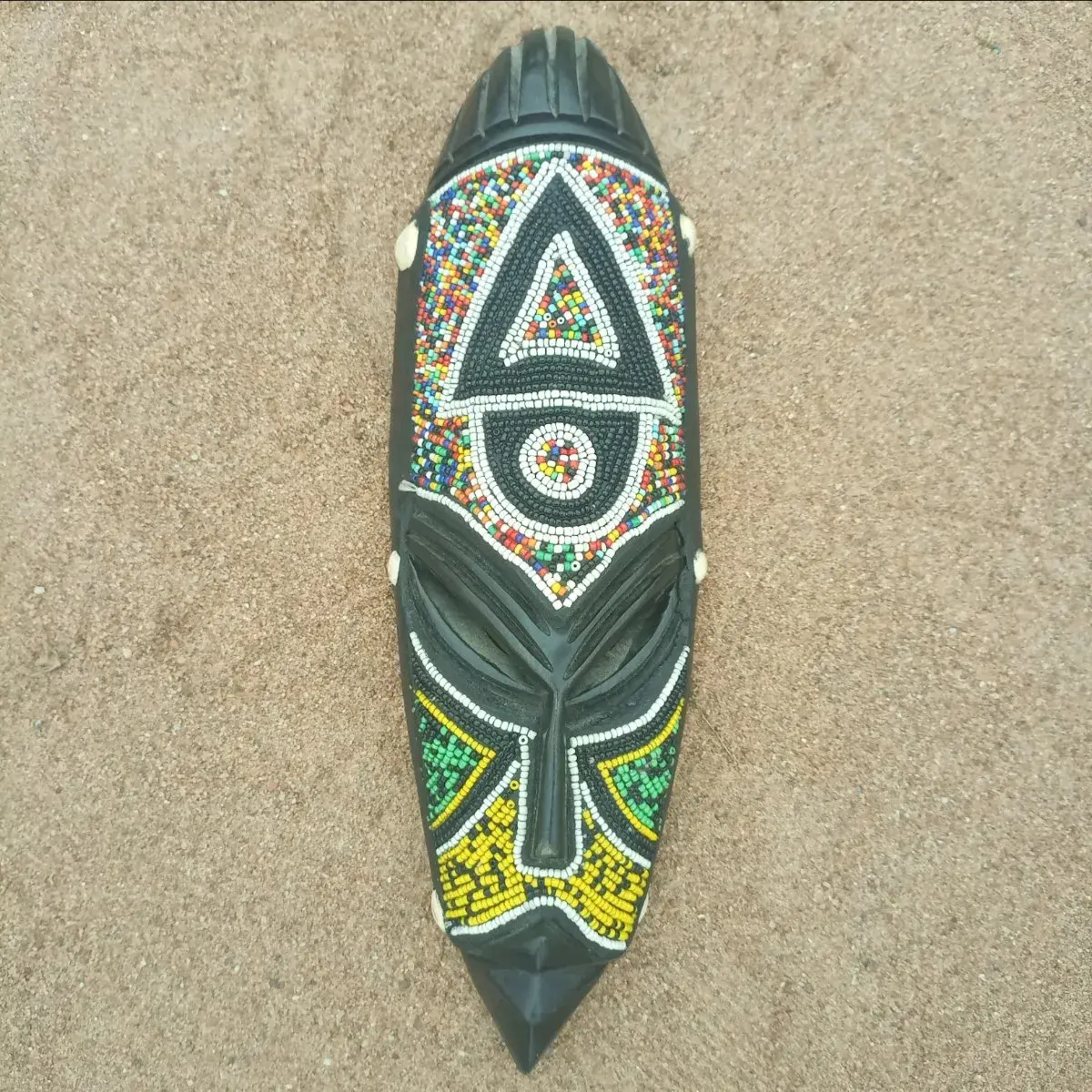 Beaded Wall Mask with Cowries