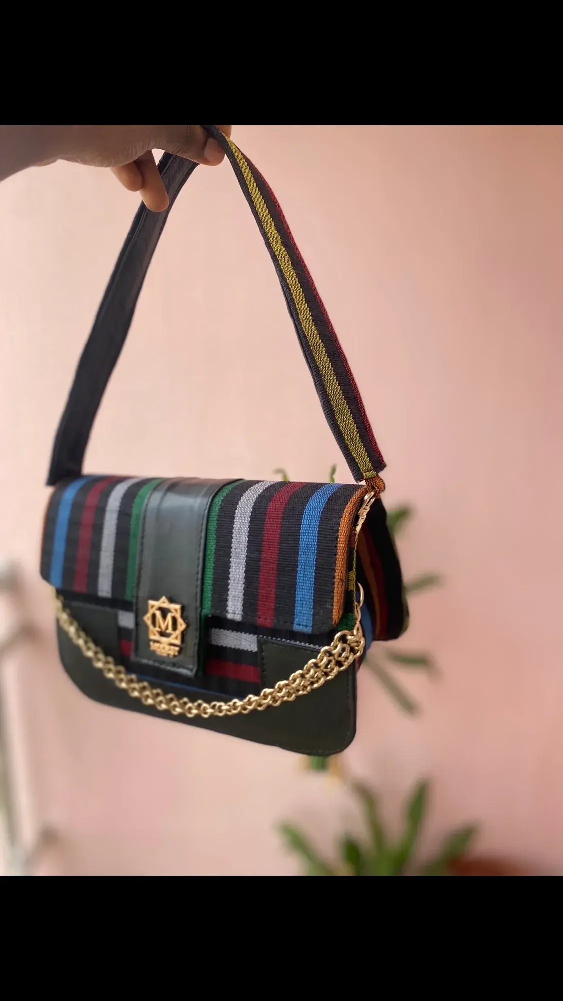 MMA Aso Oke Leather Crossbody