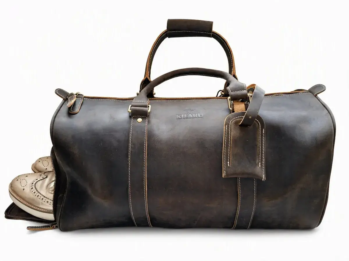 Leather Duffel Bag, Msafiri