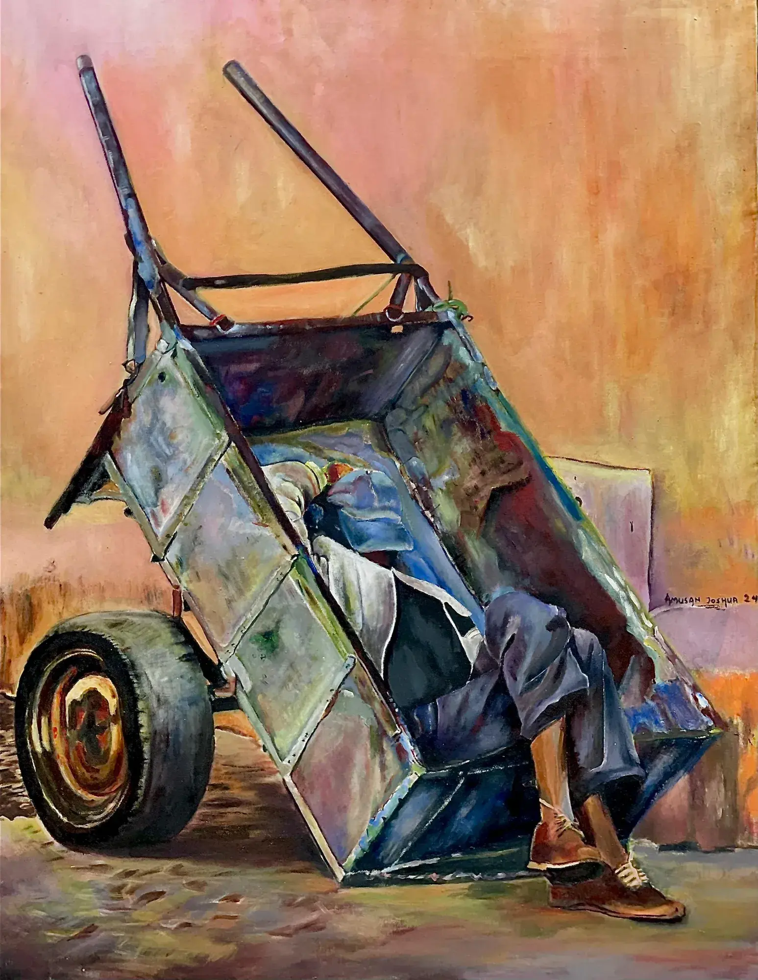Burdened Motion Acrylic Painting