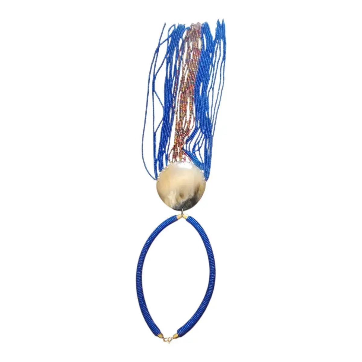 Blue Beaded Tassel Necklace