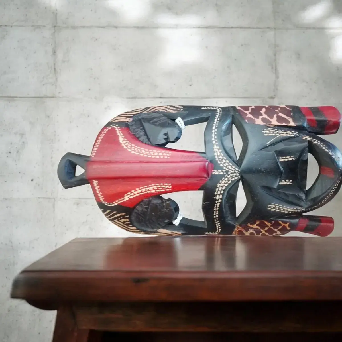 Red and Black Carved Wall Mask