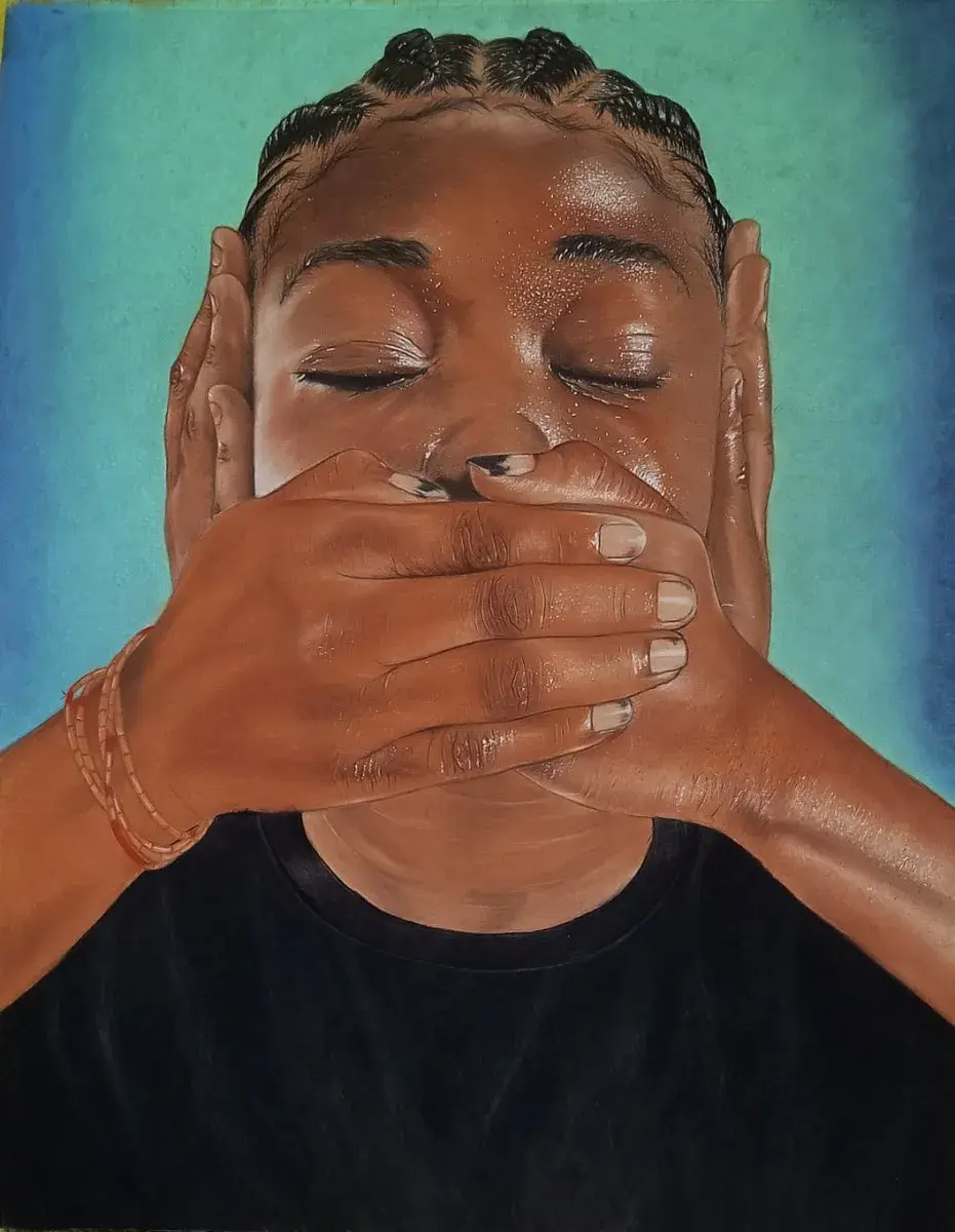 Bound by Silence | Large Original Pastel Portrait Drawing