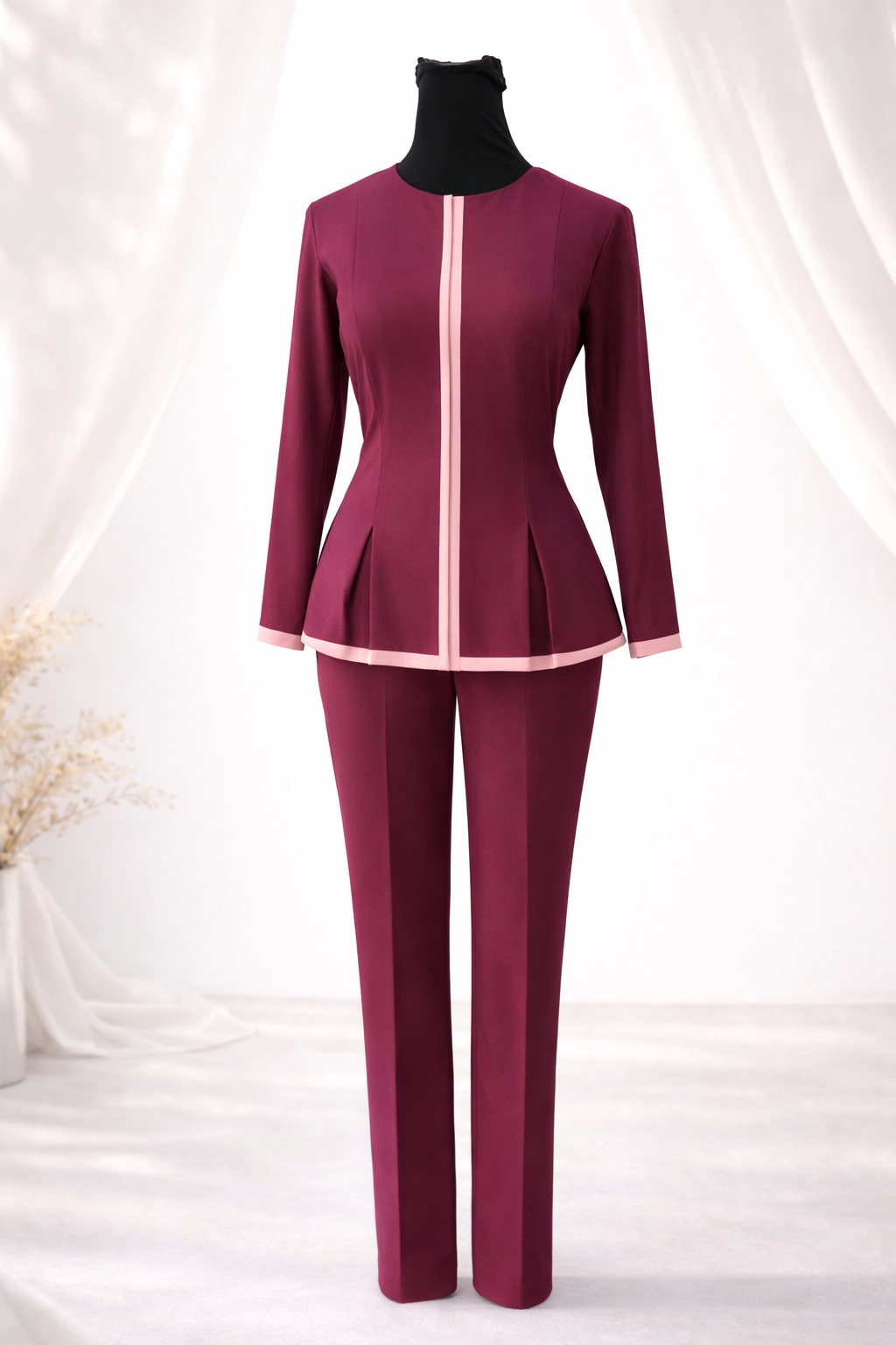 The Burgundy Empress Set, Women’s Two-Piece Trouser Set