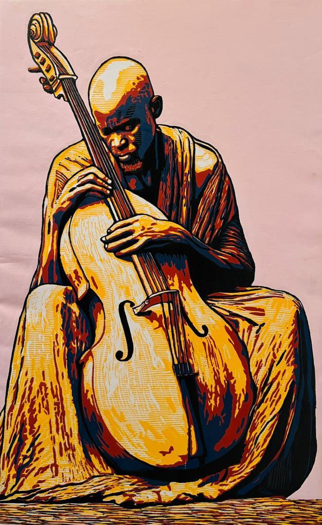 Hold On Linocut Acrylic Canvas