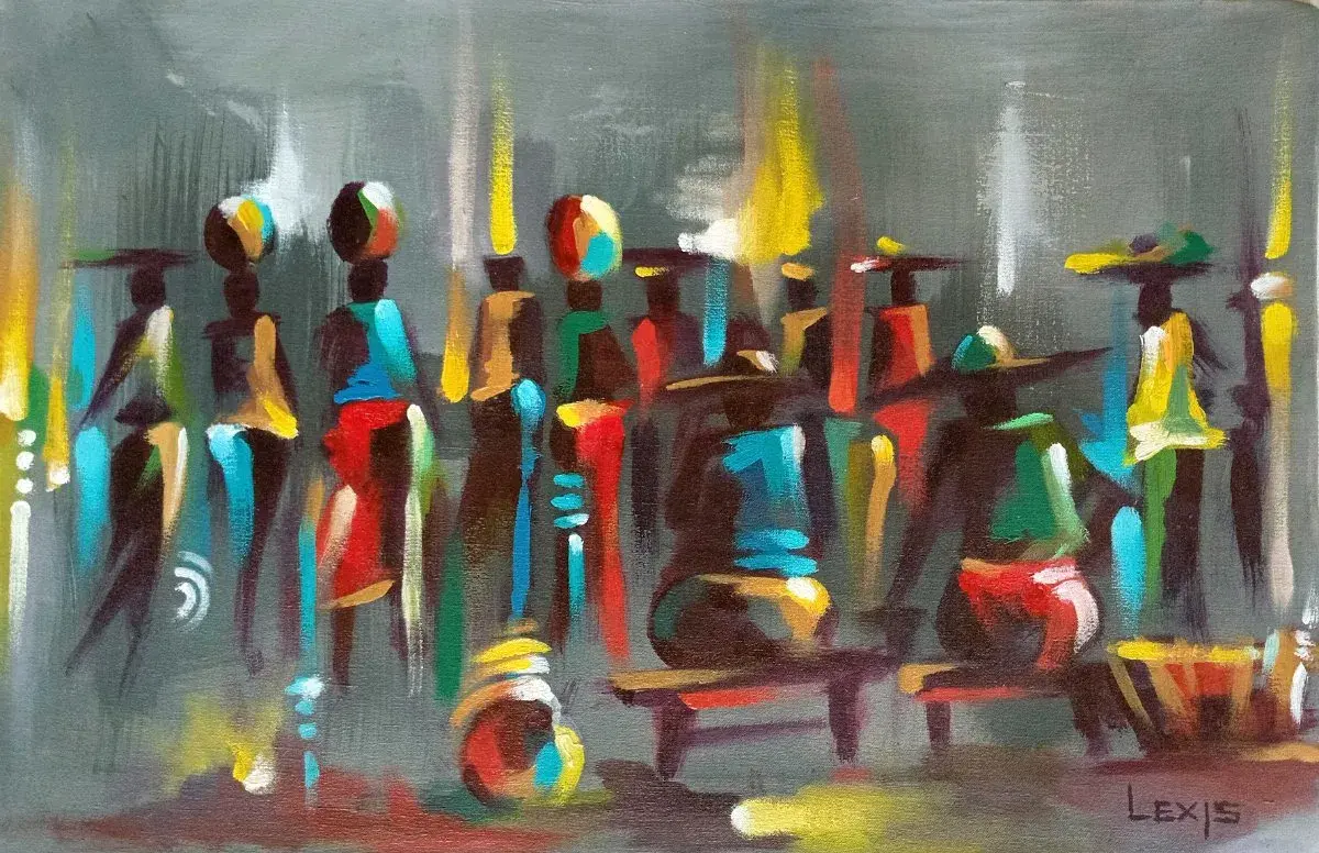 Market Circle, Market Scene Painting