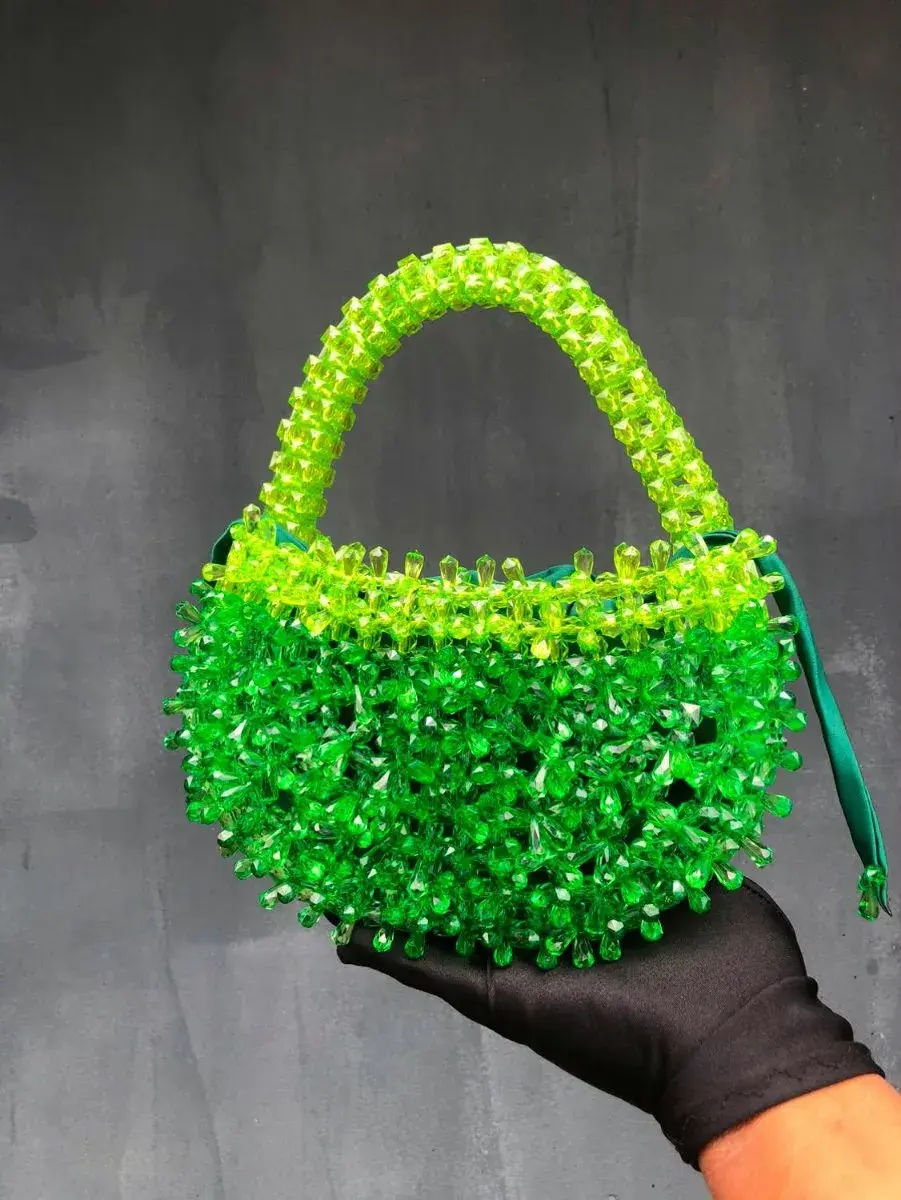Liora Green Beaded Handbag